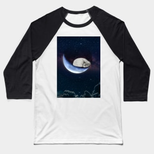 Cat sleeping on the moon Baseball T-Shirt